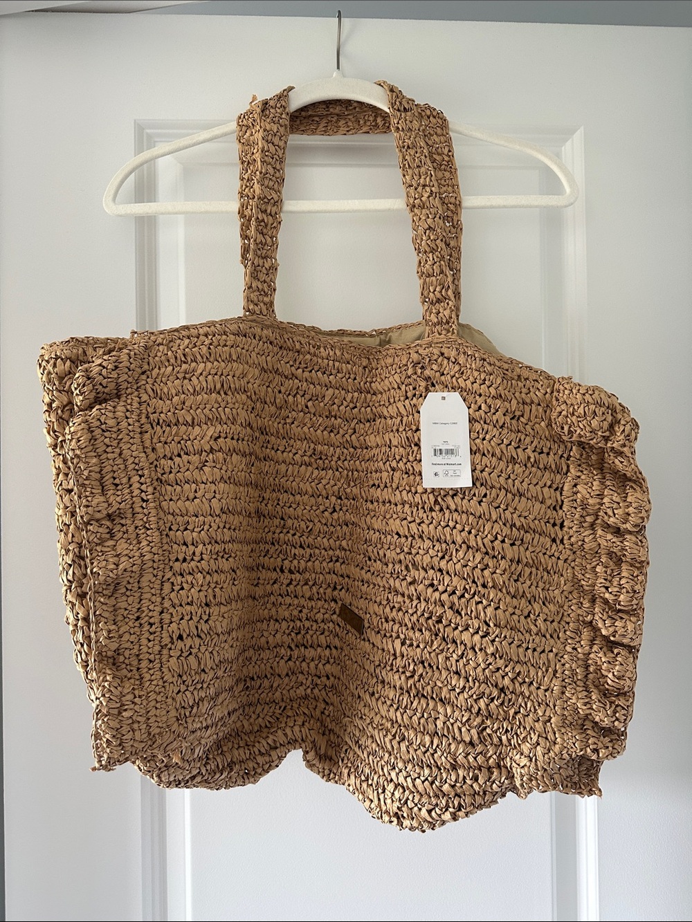 Woven Raffia Tote Bag in Natural Tan
